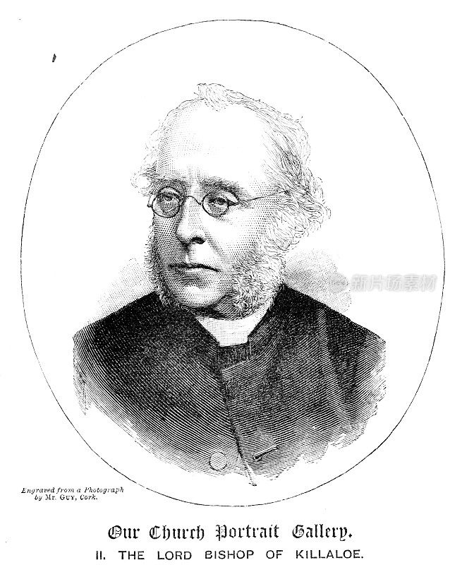 19世纪基拉洛耶主教Right Rev William Bennett chester的雕刻肖像;维多利亚时代的爱尔兰神职人员;都柏林，基尔拉什，基拉奥，都柏林
